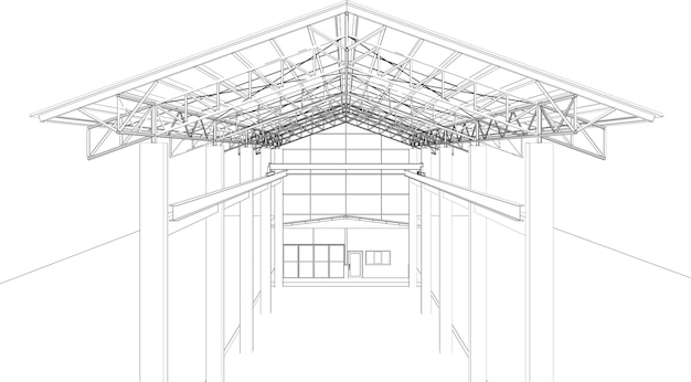 Ilustración en 3D de un edificio industrial