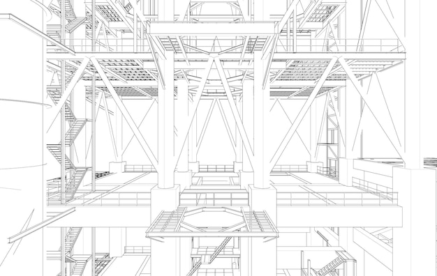 Ilustración en 3D de un edificio industrial