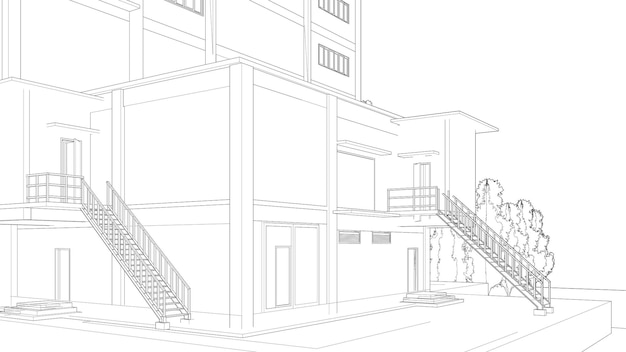 Ilustración en 3D de un edificio industrial