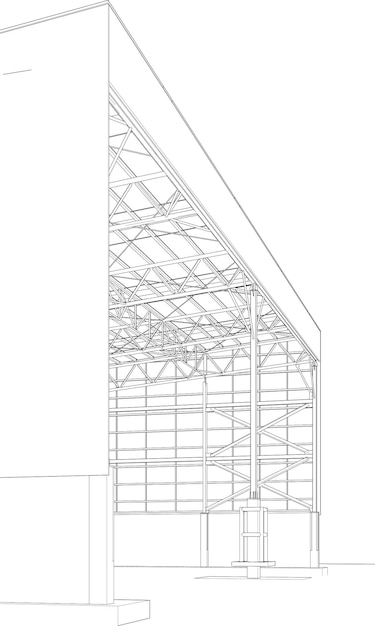 Ilustración 3D de edificio industrial