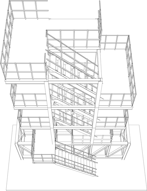 Ilustración 3D de edificio industrial