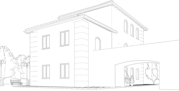 Ilustración 3D de edificios y construcciones