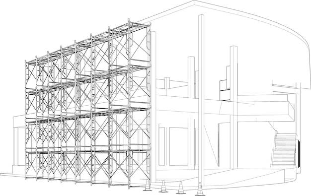 Ilustración 3D de edificios y construcciones