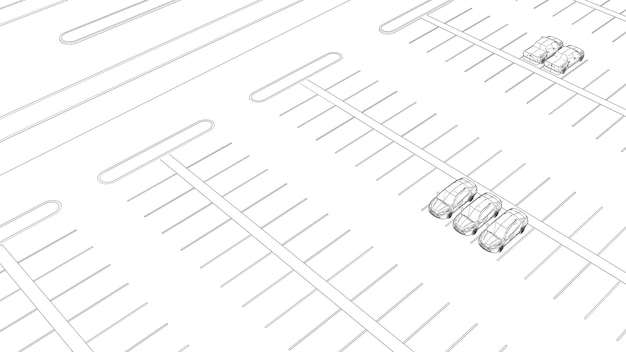 Ilustración 3D de estacionamiento