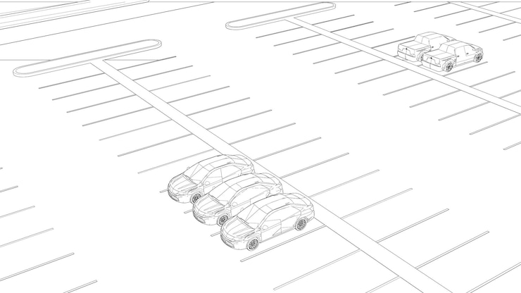 Vector ilustración en 3d del estacionamiento