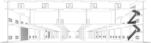 Ilustración en 3D de la estructura del edificio