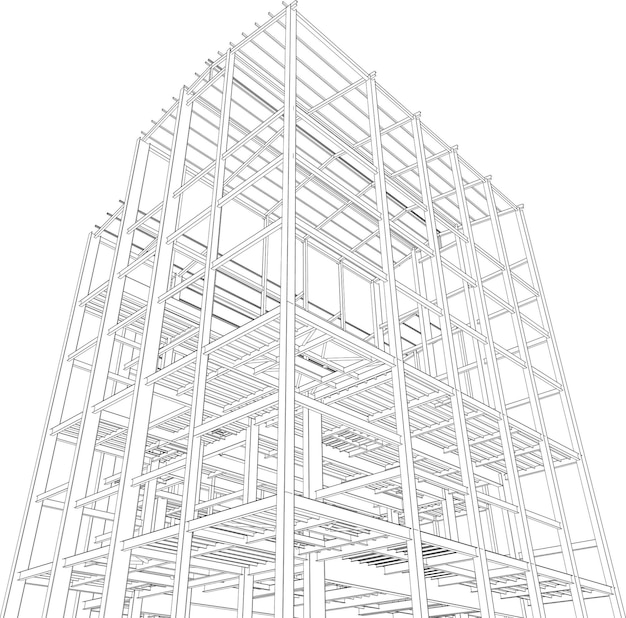 Vector ilustración 3d de la estructura del edificio