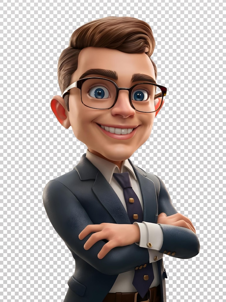Vector ilustración 3d de un hombre de negocios con gafas