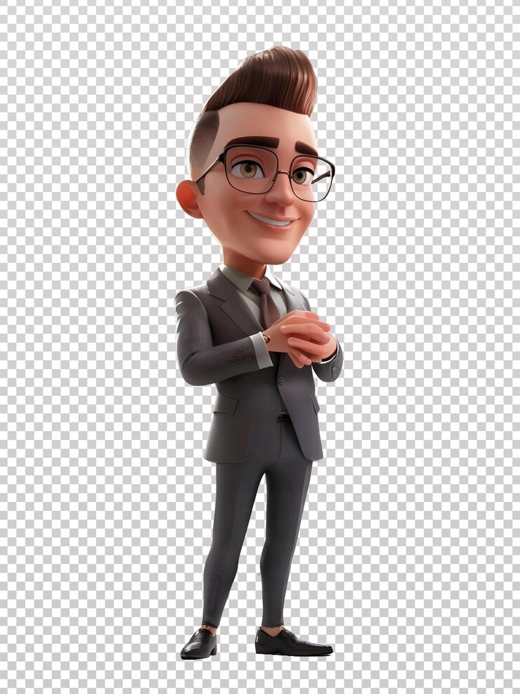 Vector ilustración 3d de un hombre de negocios con gafas