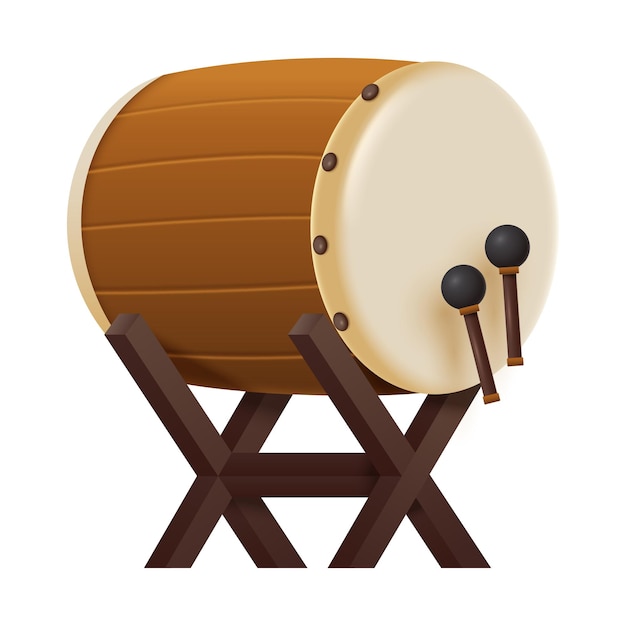 Ilustración 3D de la ilustración vectorial del tambor Bedug