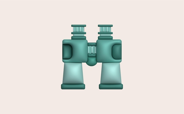 Ilustración 3d Instrumentos ópticos para ver binoculares distantes catalejo