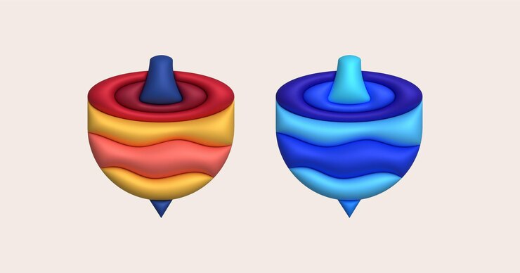 Vector ilustración 3d juguete giratorio juego giratorio juguetes para niños de estilo minimalista