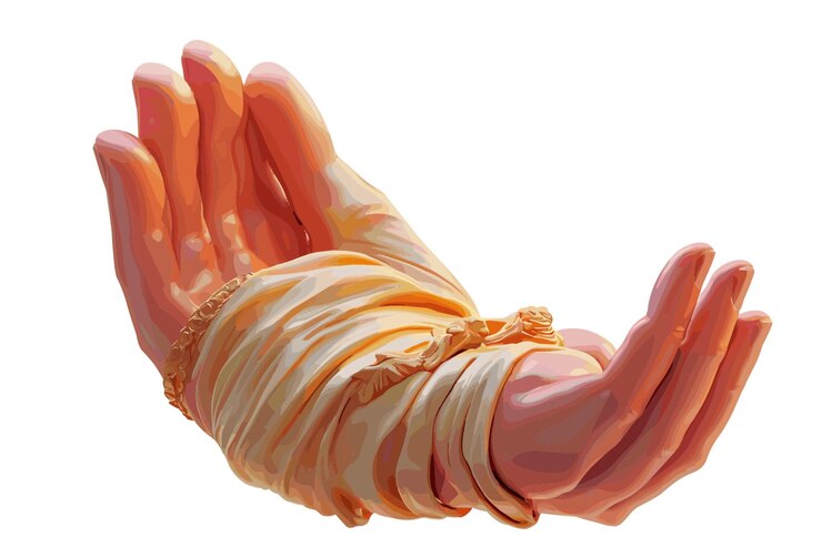 Vector ilustración 3d de la mano de saludo de namaste