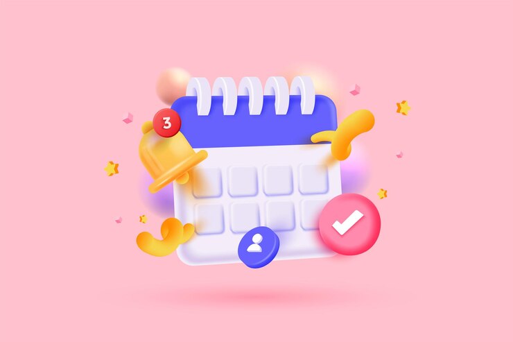 Vector ilustración 3d moderna del concepto de calendario