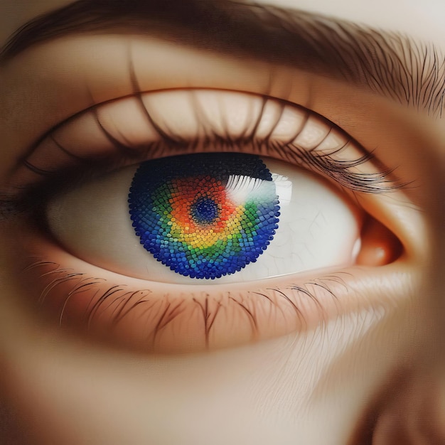Vector ilustración 3d del ojo humano con colores coloridos del arco iris ilustración 3d del ojos humano con colorfu