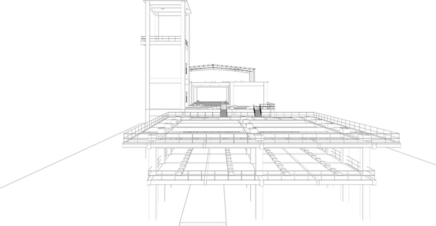 Ilustración 3D de un proyecto industrial