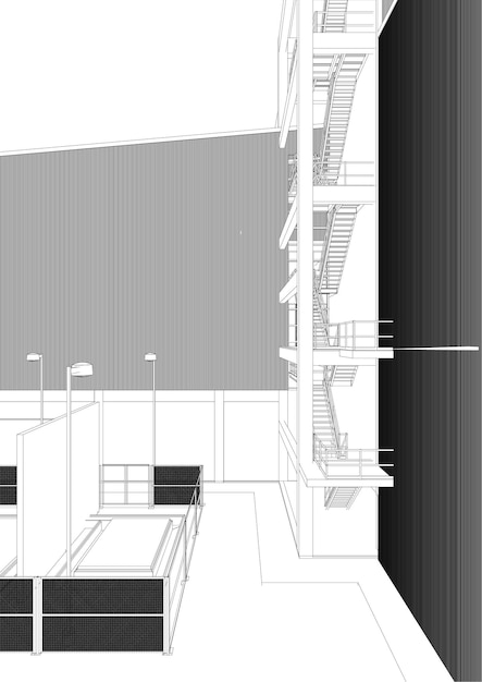 Ilustración 3D de un proyecto industrial