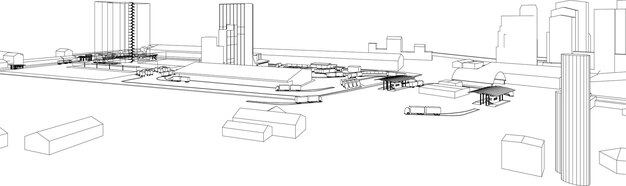 Ilustración 3D de un proyecto industrial