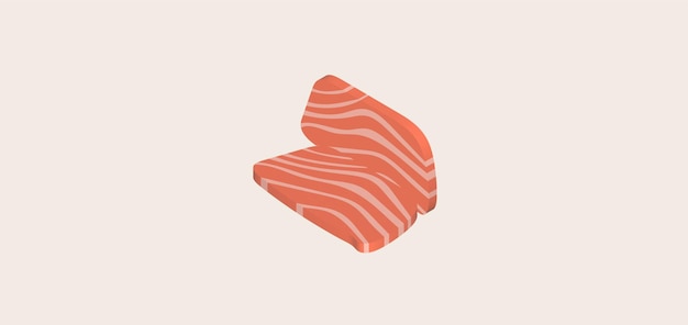 Ilustración 3D rebanadas gruesas de salmón crudo de sashimi fresco o sashimi de trucha