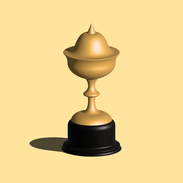 Ilustración 3D de recompensa del trofeo de oro.