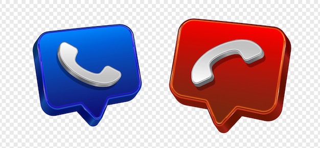 Ilustración 3D del símbolo de la llamada telefónica en el chat de burbuja