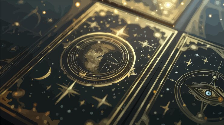 Vector ilustración 3d de tarot negro con luna