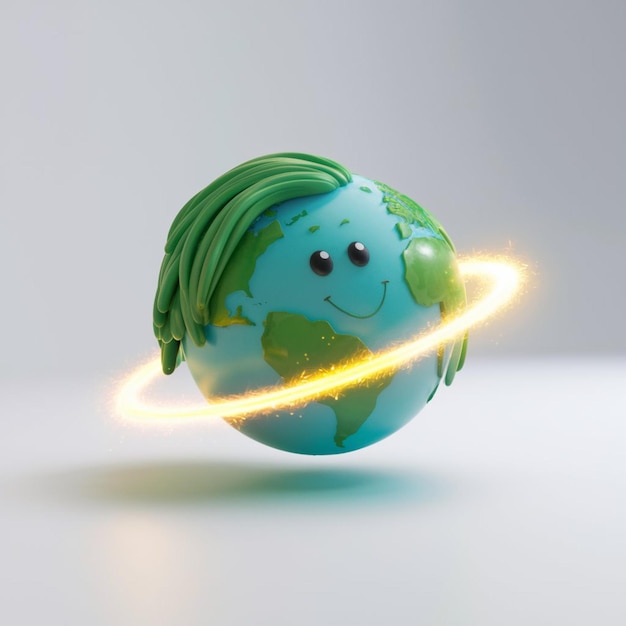 Vector ilustración 3d de una tierra verde en estilo de dibujos animados