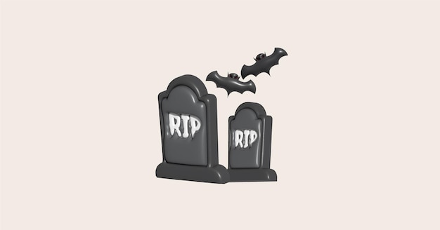 Ilustración 3d tumba para halloween rip tumba antigua elementos de halloween para el diseño