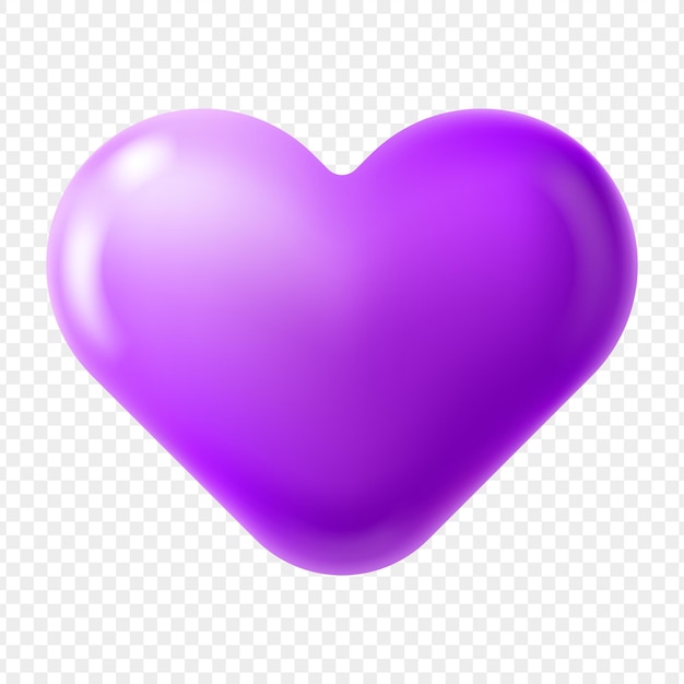 Ilustración 3D del vector aislado en forma de corazón de amor púrpura