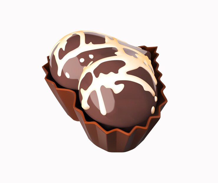 Vector ilustración 3d del vector de chocolate en forma de corazón