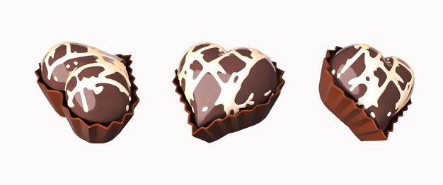Ilustración 3D vectorial de chocolate en forma de corazón