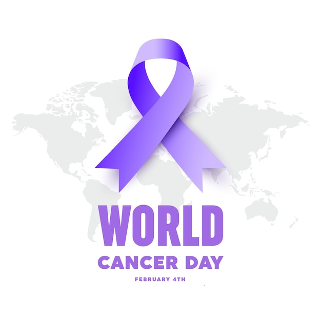 Vector ilustración del 4 de febrero día mundial contra el cáncer cartel o fondo de la bandera. conciencia del cáncer realista