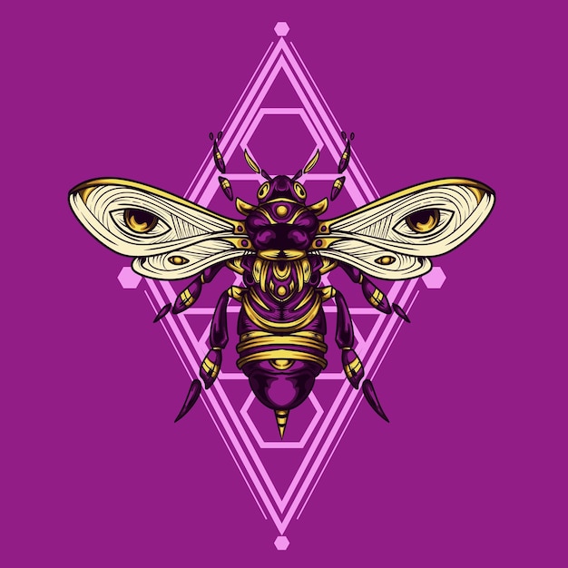 Vector ilustración de abeja con estilo de adorno