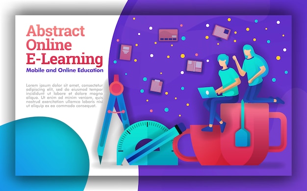 Ilustración abstracta de aprendizaje en línea o e-learning