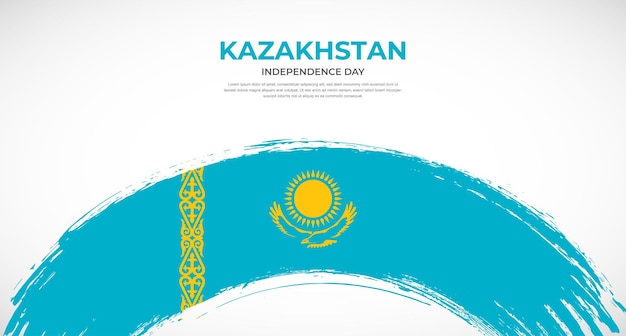 Ilustración abstracta de la bandera de Kazajstán en el vector de efecto de trazo de pincel redondeado