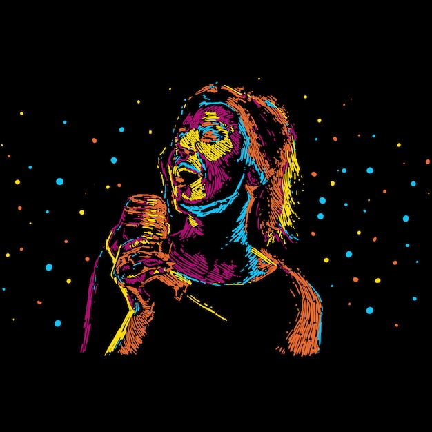 Vector ilustración abstracta del cantante para el cartel de la música