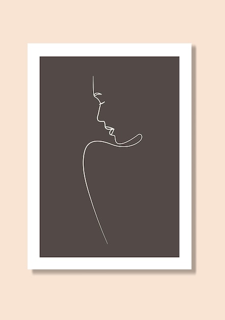Ilustración abstracta del cartel del arte de la pared de la cara y del cuerpo de la mujer del arte de una línea