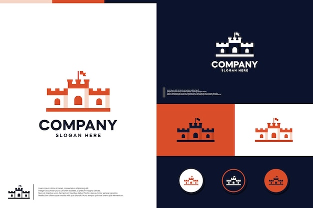 Ilustración abstracta del castillo inspiración para el diseño del logotipo del edificio