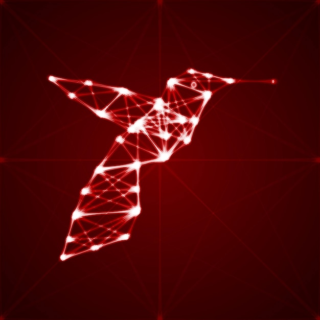 Ilustración abstracta de colibrí luces elegantes futuristas