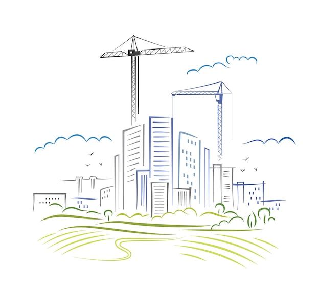 Ilustración abstracta del desarrollo de la ciudad