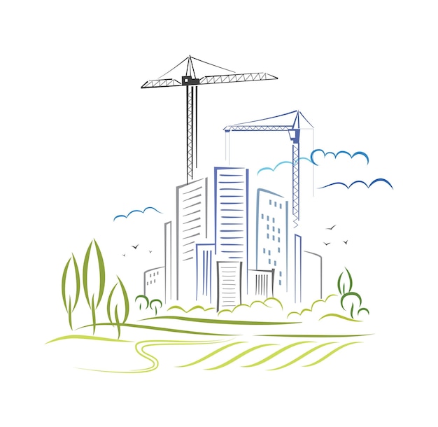 Ilustración abstracta del desarrollo de la ciudad