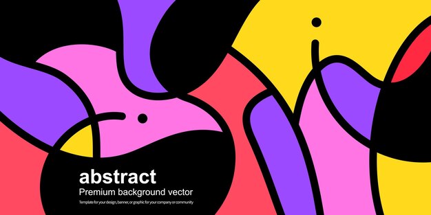 Ilustración abstracta de diseño colorido plano con fondo de vector negro de línea