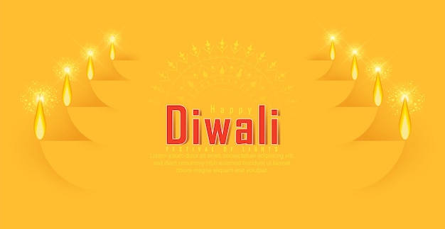 Vector ilustración abstracta de diya en la celebración de diwali.