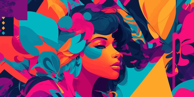 Ilustración abstracta de fondo estético femenino colorido