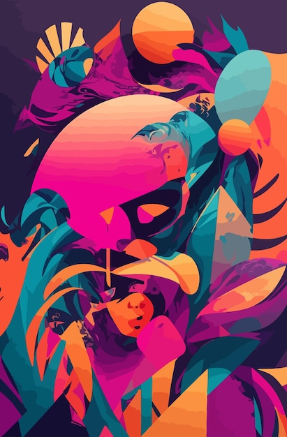 Vector ilustración abstracta de fondo estético floral colorido