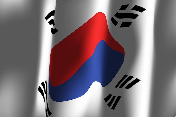 Vector ilustración abstracta de fondo realista de la bandera de corea del sur ondeando la bandera