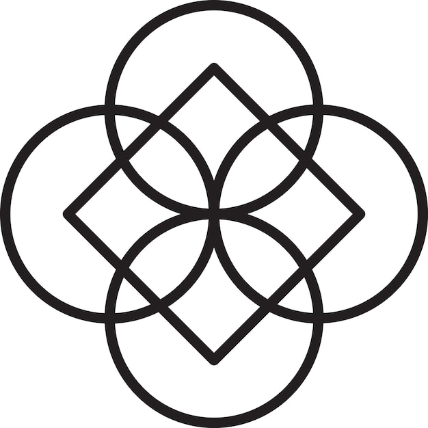 Ilustración abstracta del logotipo de la flor de cuatro pétalos en un estilo moderno y minimalista
