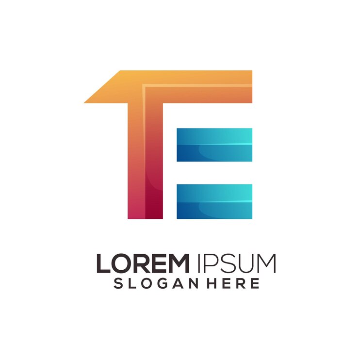 Vector ilustración abstracta del logotipo del gradiente colorido de la letra de las iniciales de te