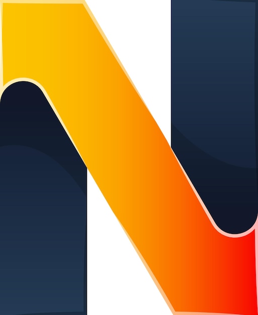 Ilustración abstracta del logotipo de la letra N en un estilo moderno y minimalista