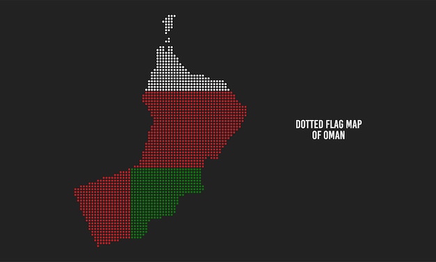 Ilustración abstracta de mapa de bandera de Omán punteada